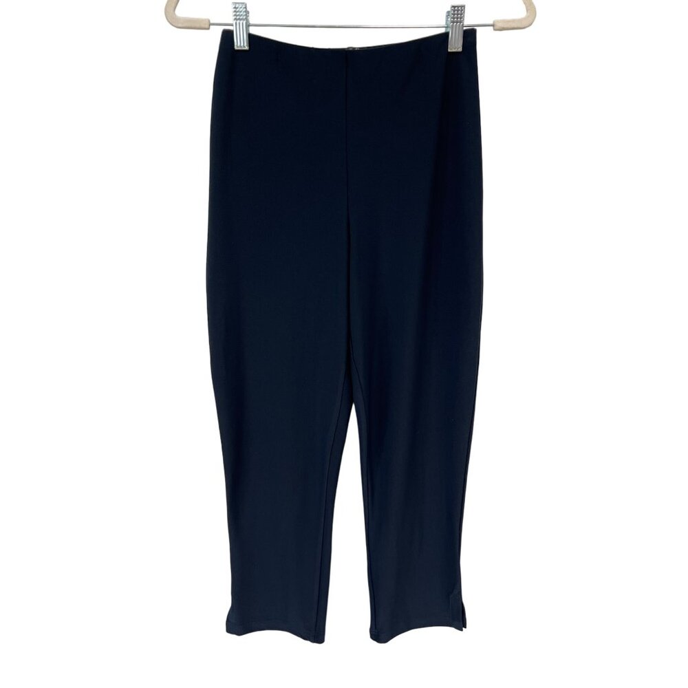 Sympli Pull On Cropped Pants Womens 4 Capri Navy Blue Poly Blend Nautical Casual